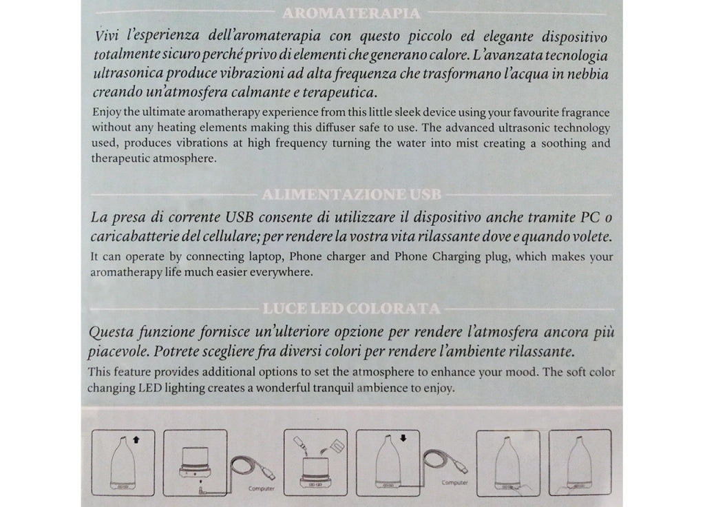 Diffusore Aromi Elettrico Silenzioso Profumo Ambienti Casa Aroma Flute