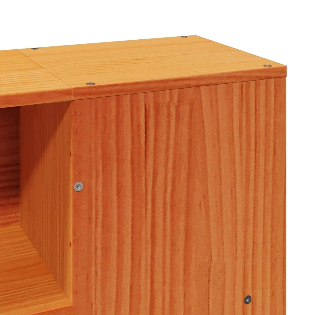 Letto Libreria senza Materasso-Struttura Letto con contenitore Marrone Cera 135x190 cm in Pino 205037