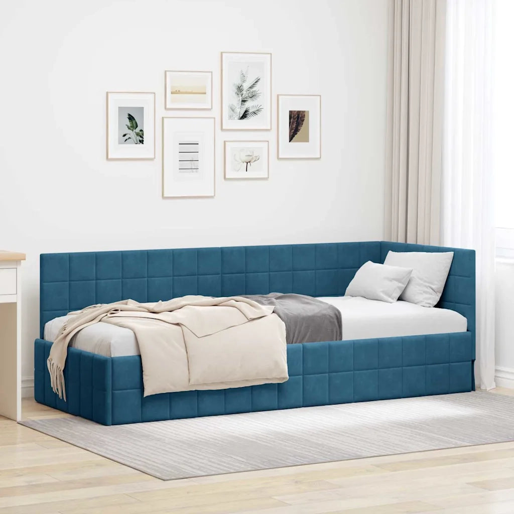 Cornice del letto ad angolo Blu 80 cm x 200 cm Velluto 42016367