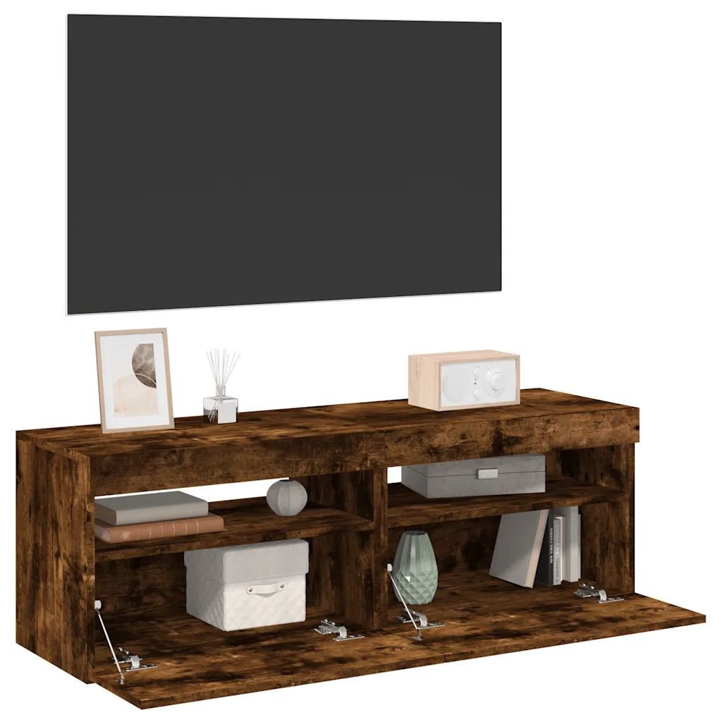 Mobili Porta TV con Luci LED 2 pz-Set di 2 Credenza per TV Rovere Fumo 60x35x40 cm