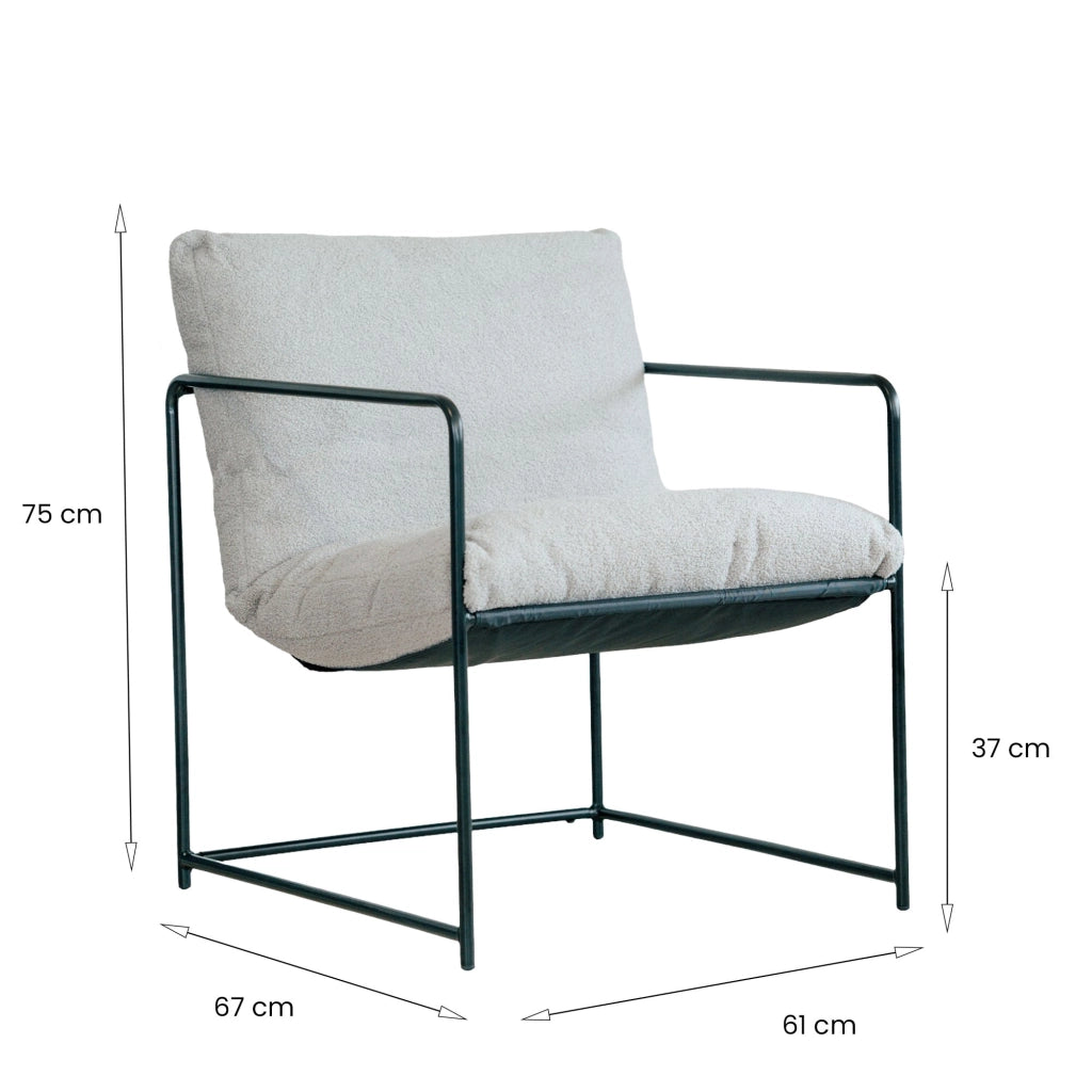 Set di 2 poltrone Appare, Poltrona rivestita in tessuto bouclé, Sedia imbottita, Seduta con braccioli in metallo, 61x67h75 cm, Grigio