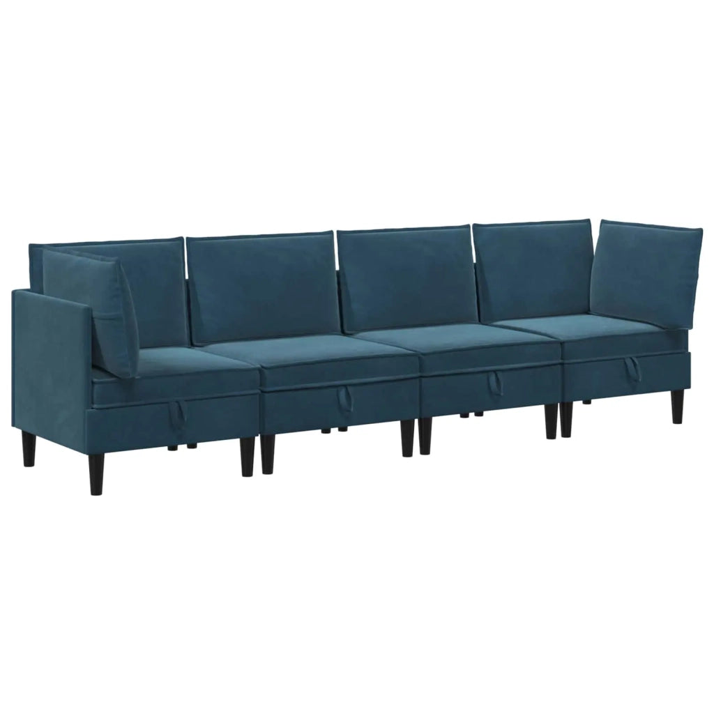 Set di mobili per il soggiorno con cuscino 4 pcs Blu Velluto 3413769