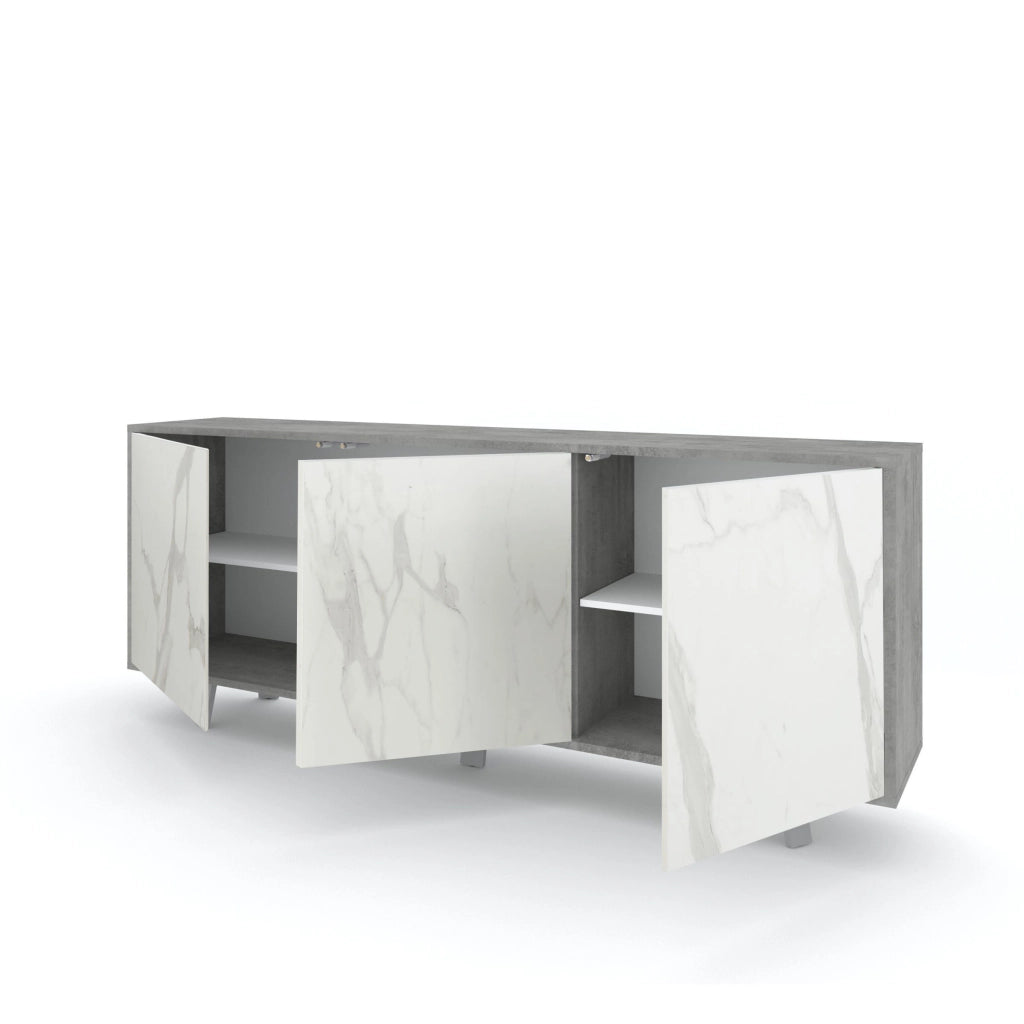 Buffet 3 ante VELBRUK cemento/marmo calacatta