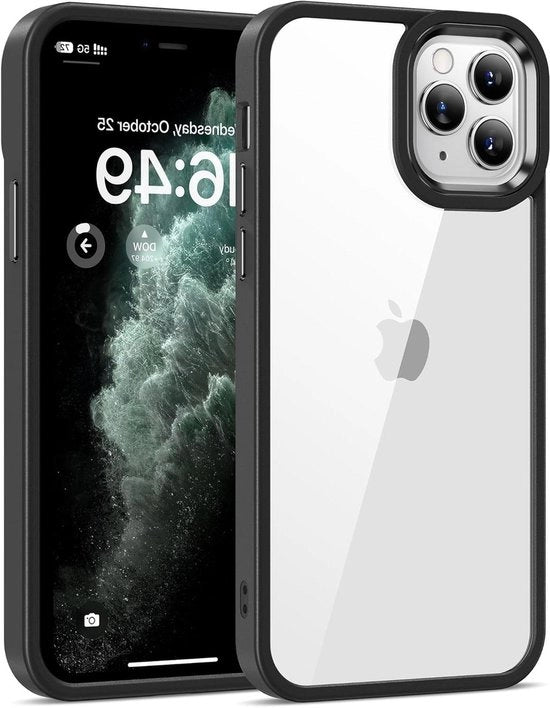 Hoes Premium Crystal Clear per iPhone 11 Pro Max - senza sbavature - trasparente - nero - custodia per telefono cellulare con massima trasparenza