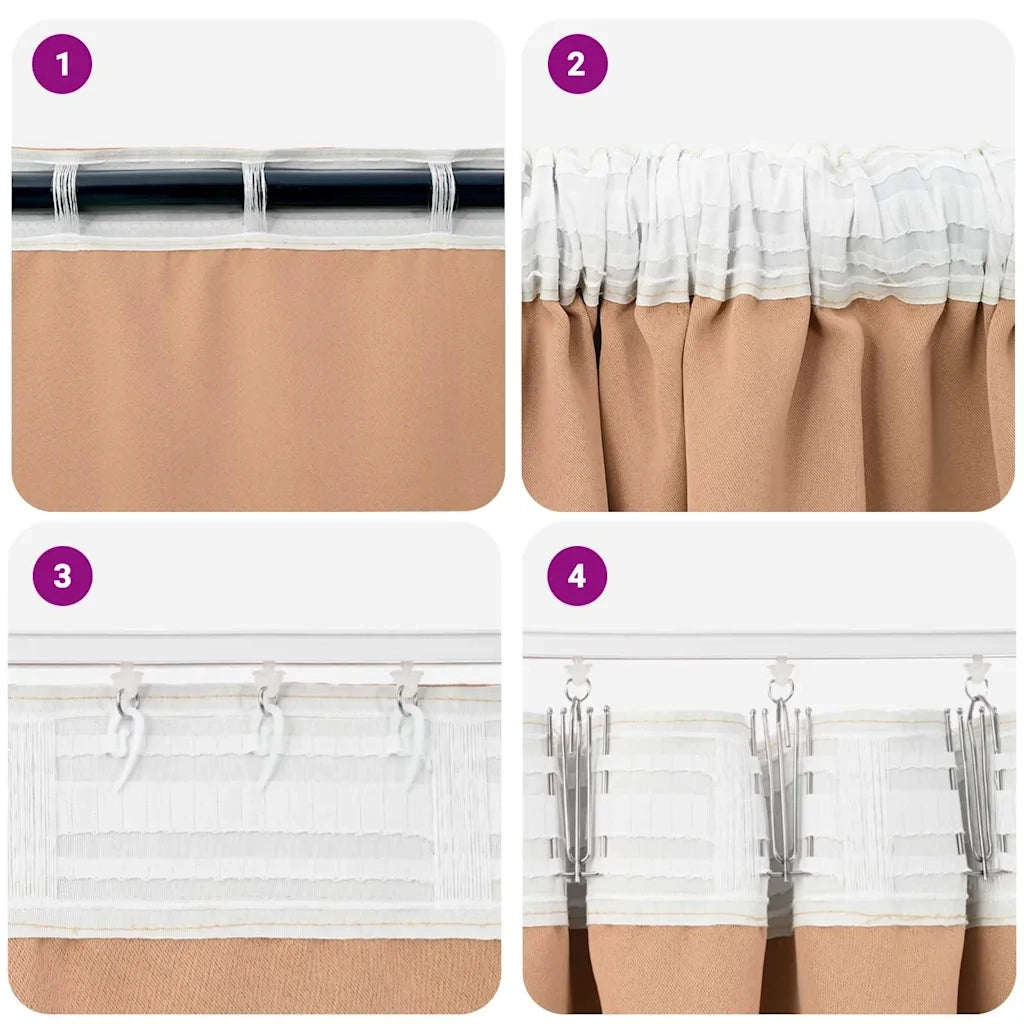 Tende Blackout con Anelli 2 pcs Marrone Chiaro 140 x 140 cm 4107478