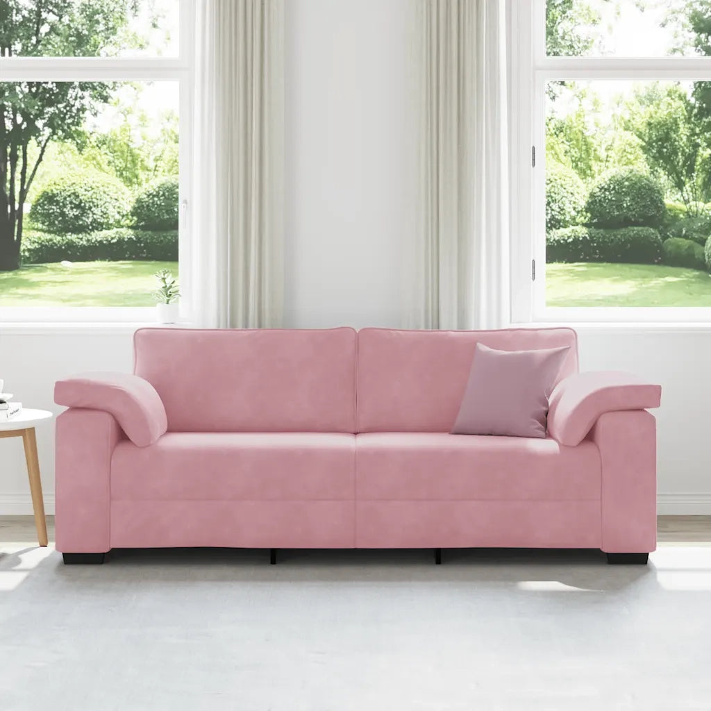 Divano a 3 Posti rosa 220x77x82 cm in Velluto 4105280