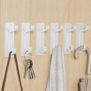 Set di 6 ganci da porta in metallo adesivi con tenuta fino a 6 kg - Bianchi - Senza perforazione - Resistenti alla ruggine - Adesivi per ganci da bagno
