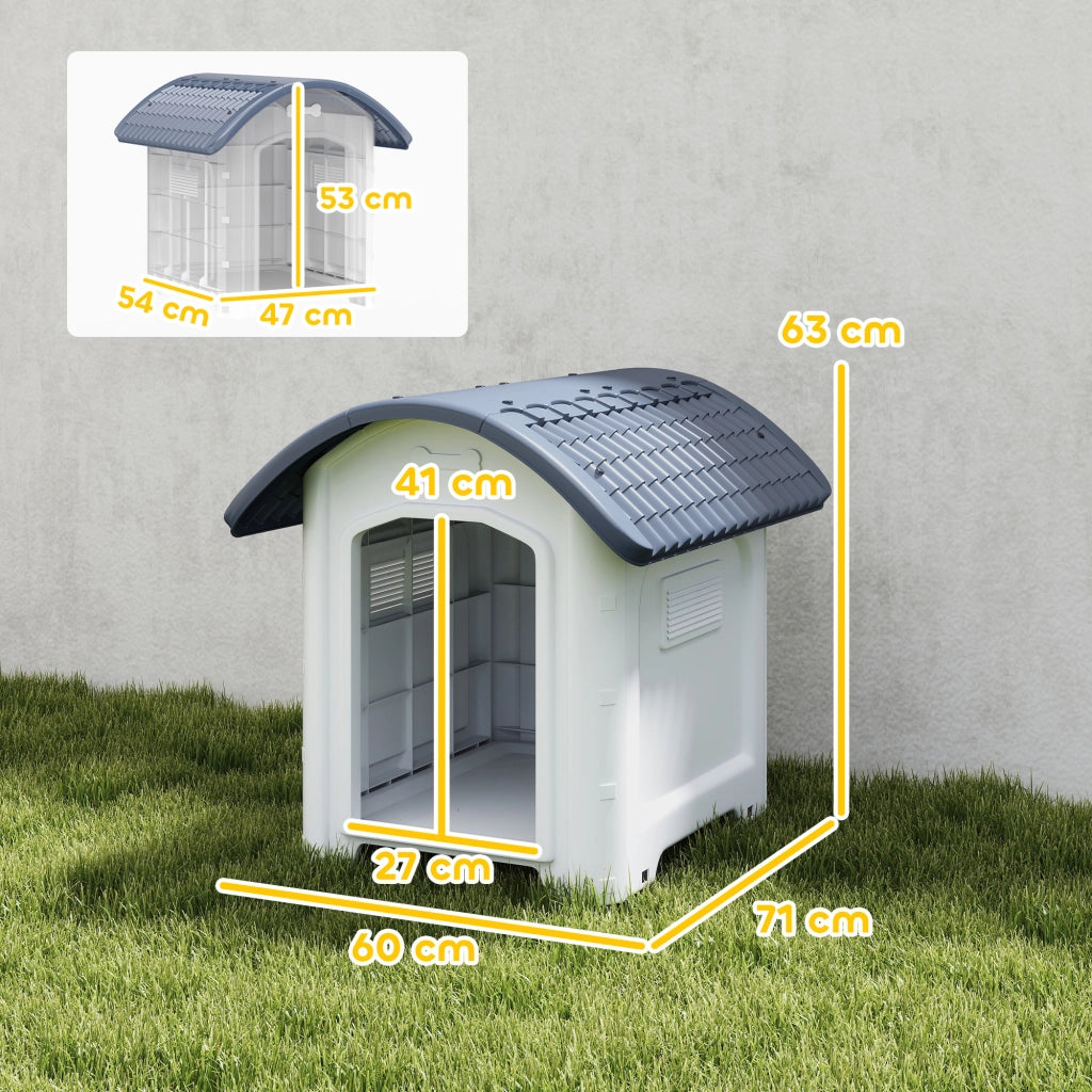 Cuccia per Cane Esterno ¨C Xylo ¨C Plastica Grigio Tetto Impermeabile Pavimento Rialzato