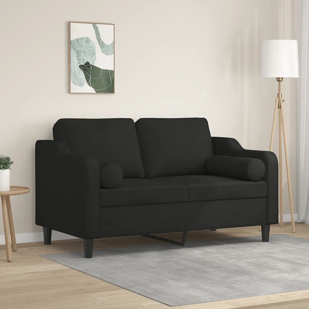 Divano a 2 Posti con Cuscini-Sofa 2 Posti con Cuscini Nero 120 cm in Tessuto 711590