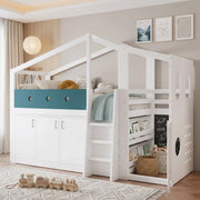 LETTO Semialto a forma di casa 90x200 cm Bianco in legno e MDF