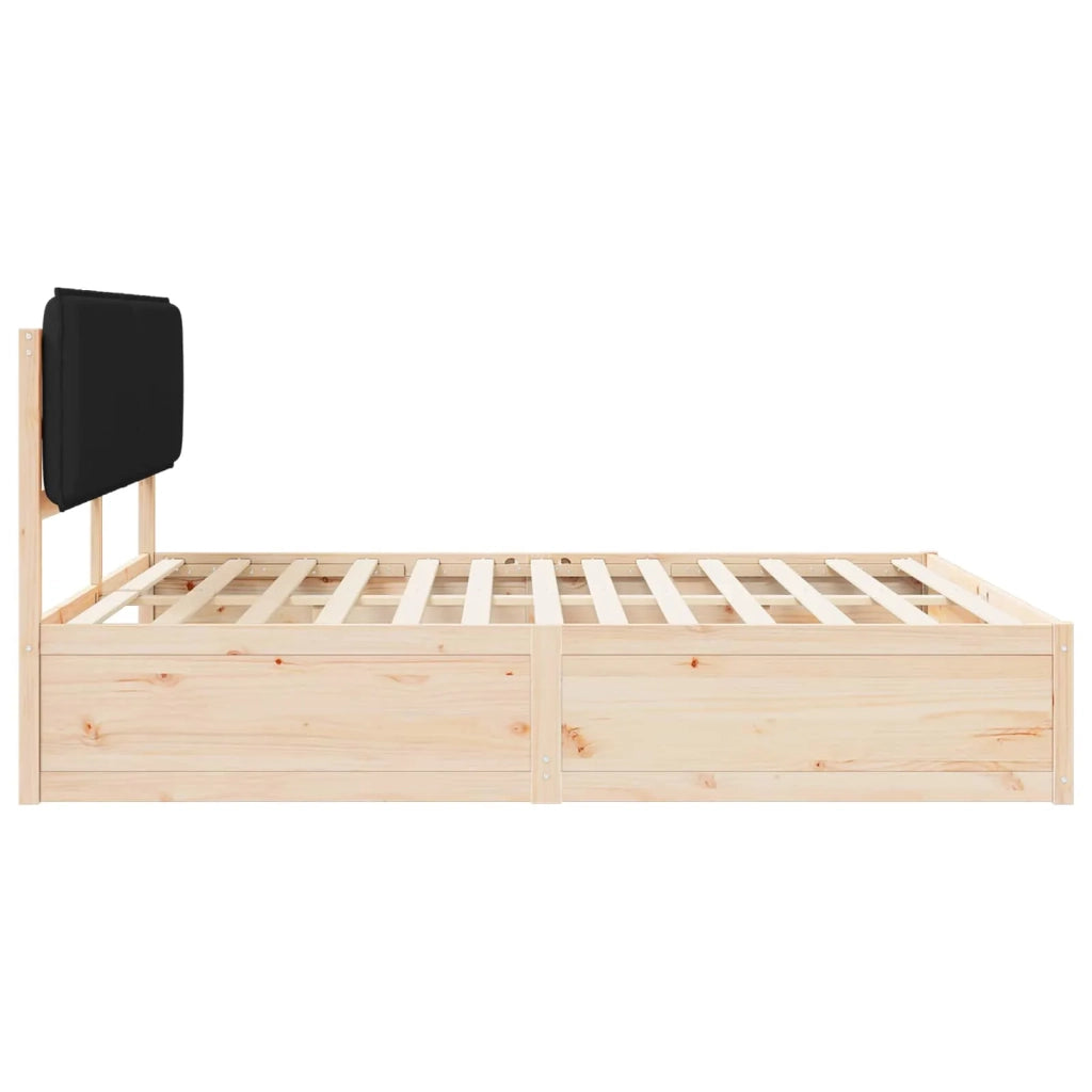 Letto con Testiera Rivestita-Struttura Letto con Testiera Nero 180 x 200 cm Pino massello 451893