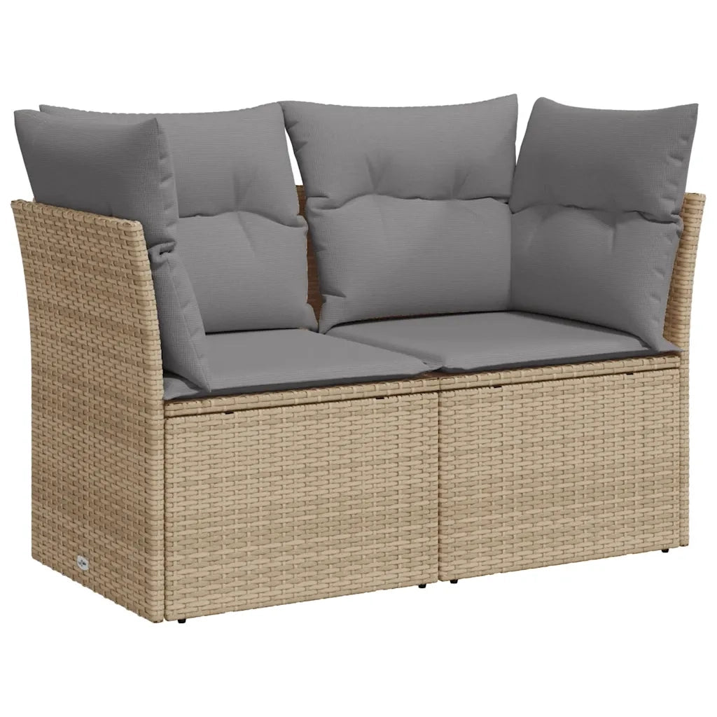 Divano da Giardino con Cuscini a 2 Posti-Sofa da Giardino-Divano da esterno Beige in Polyrattan 922404