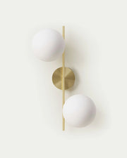 Applique lampada da parete in acciaio finitura ottone con sfere in vetro opaco attacco lampadine G9