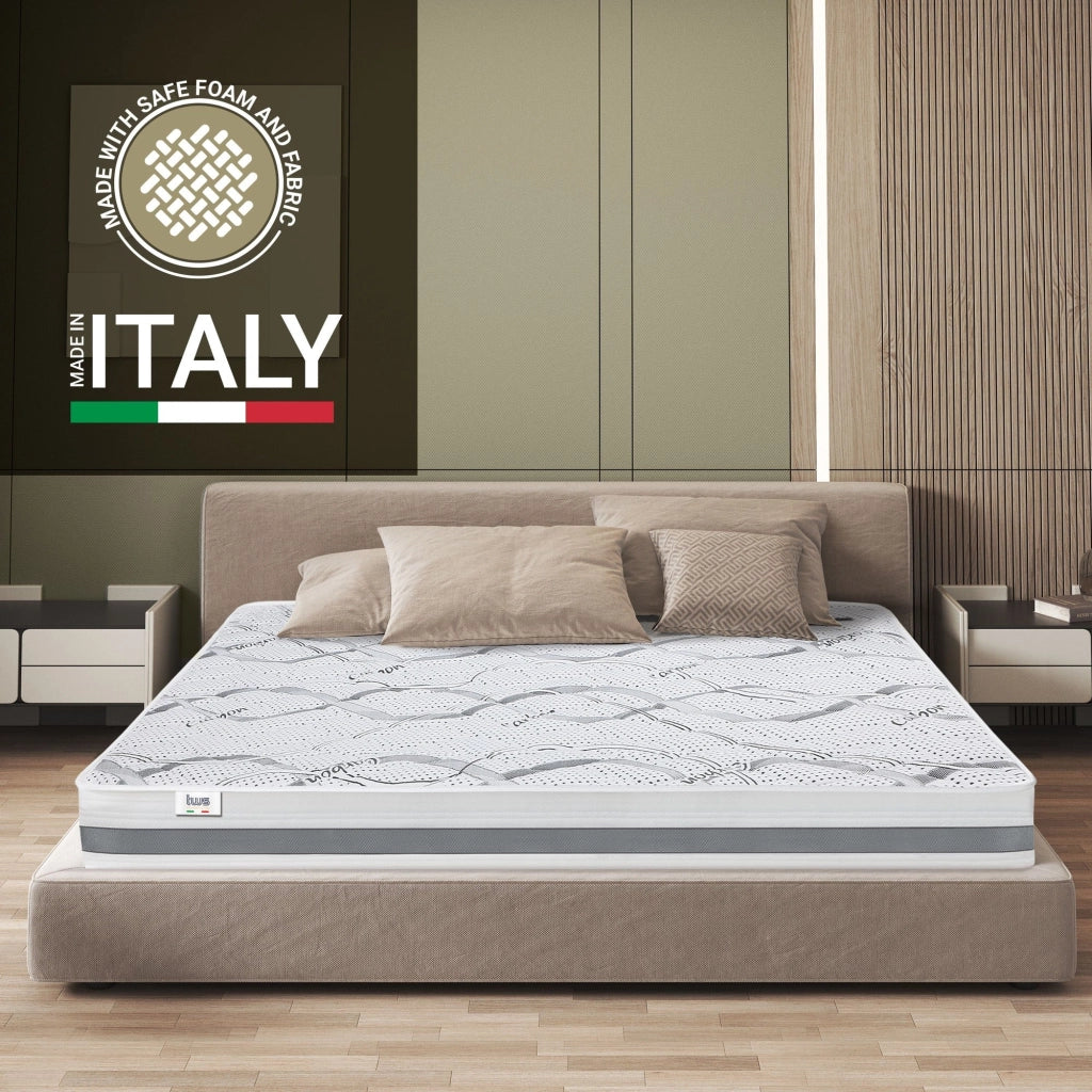 Materasso Singolo 100x175 cm a Media Rigidita' | Altezza 20 cm | Tessuto Anallergico e Traspirante | Proprieta' Ortopediche e Automodellanti | Prodotto in Italia
