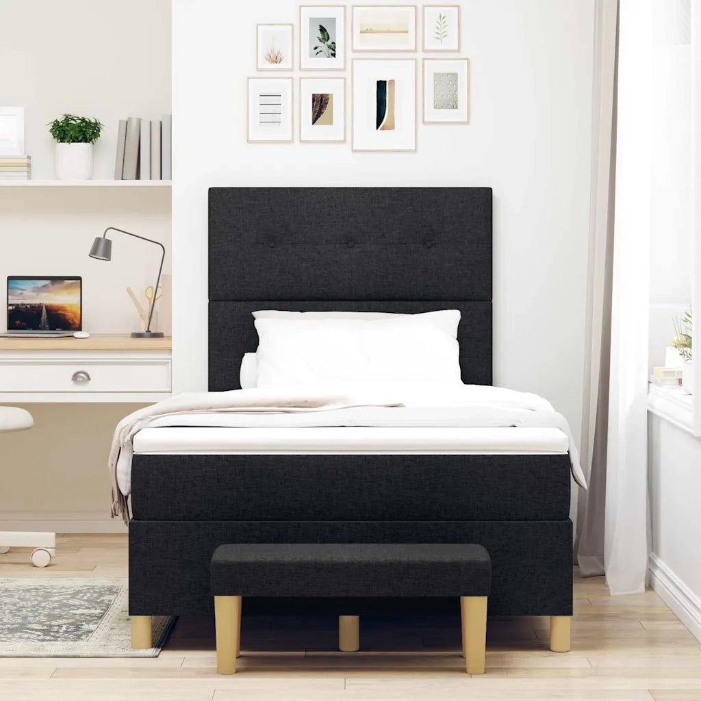 Letto a molle con materasso Nero 120 x 190 cm Tessuto