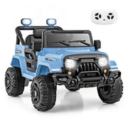 Camion elettrico 12V con telecomando ruote a scolpitura 3 velocit¨¤, Giocattolo a batteria per bambini 3+ anni Blu