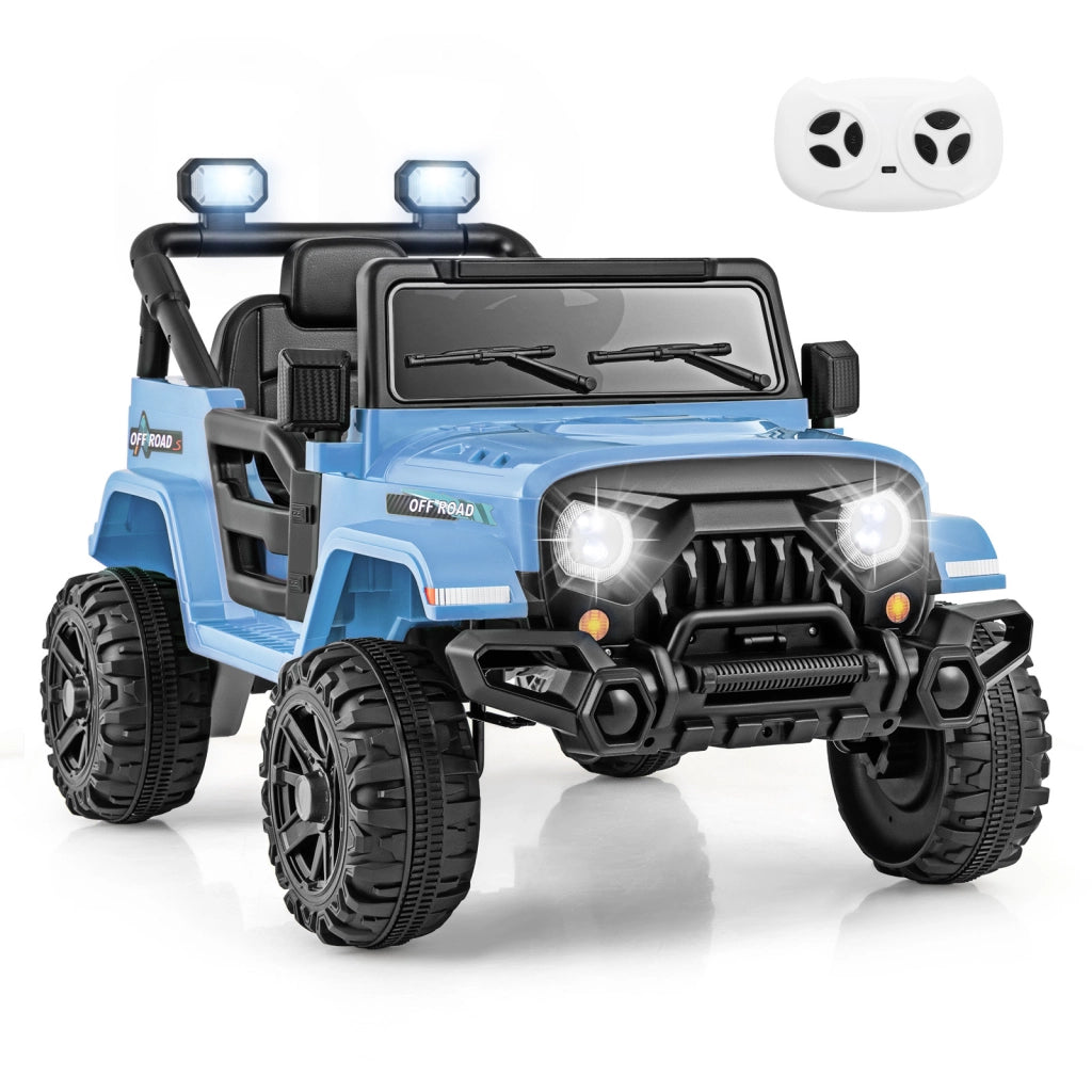 Camion elettrico 12V con telecomando ruote a scolpitura 3 velocit¨¤, Giocattolo a batteria per bambini 3+ anni Blu