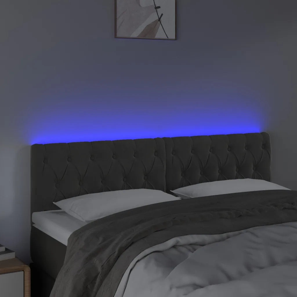 Testiera a LED Grigio Scuro 144x7x78/88 cm in Velluto 3121997