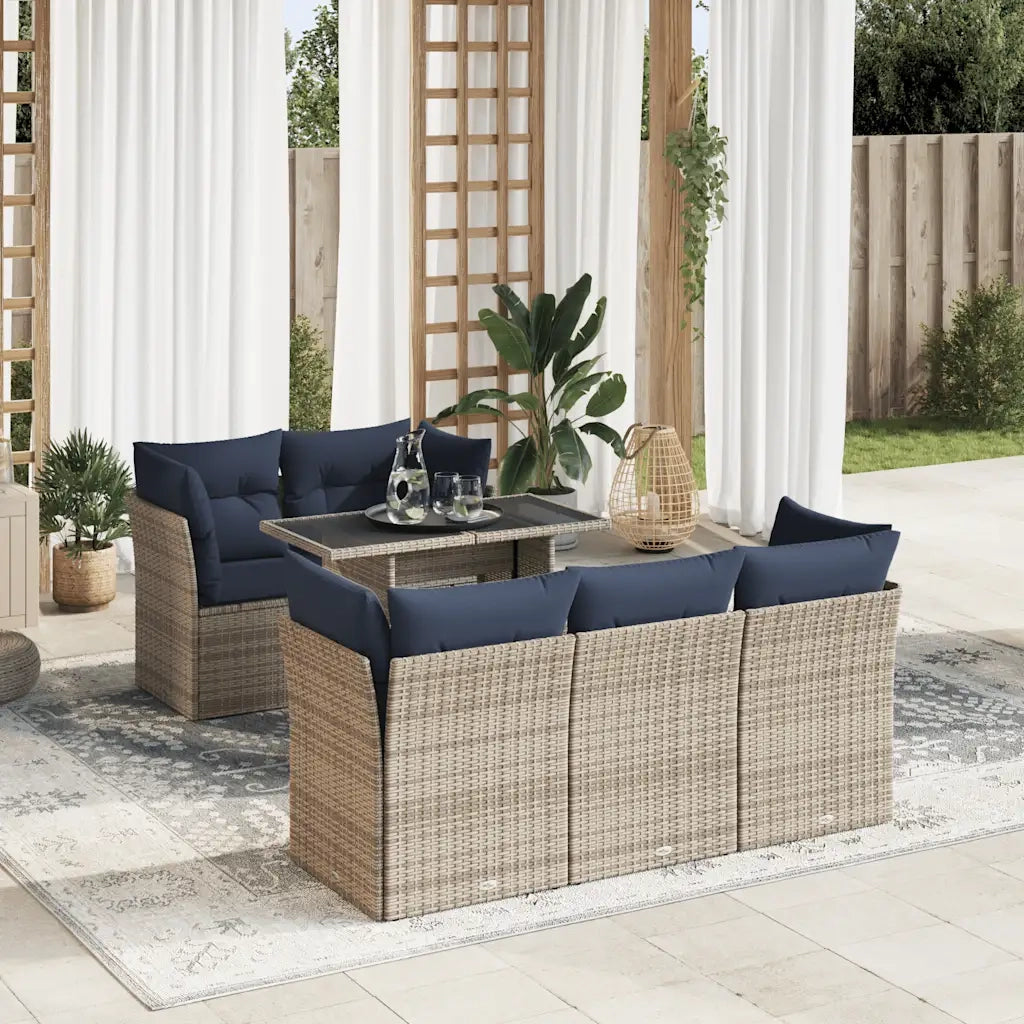 Set Divano da Giardino 6pz con Cuscini Grigio Polyrattan Acacia 3326102