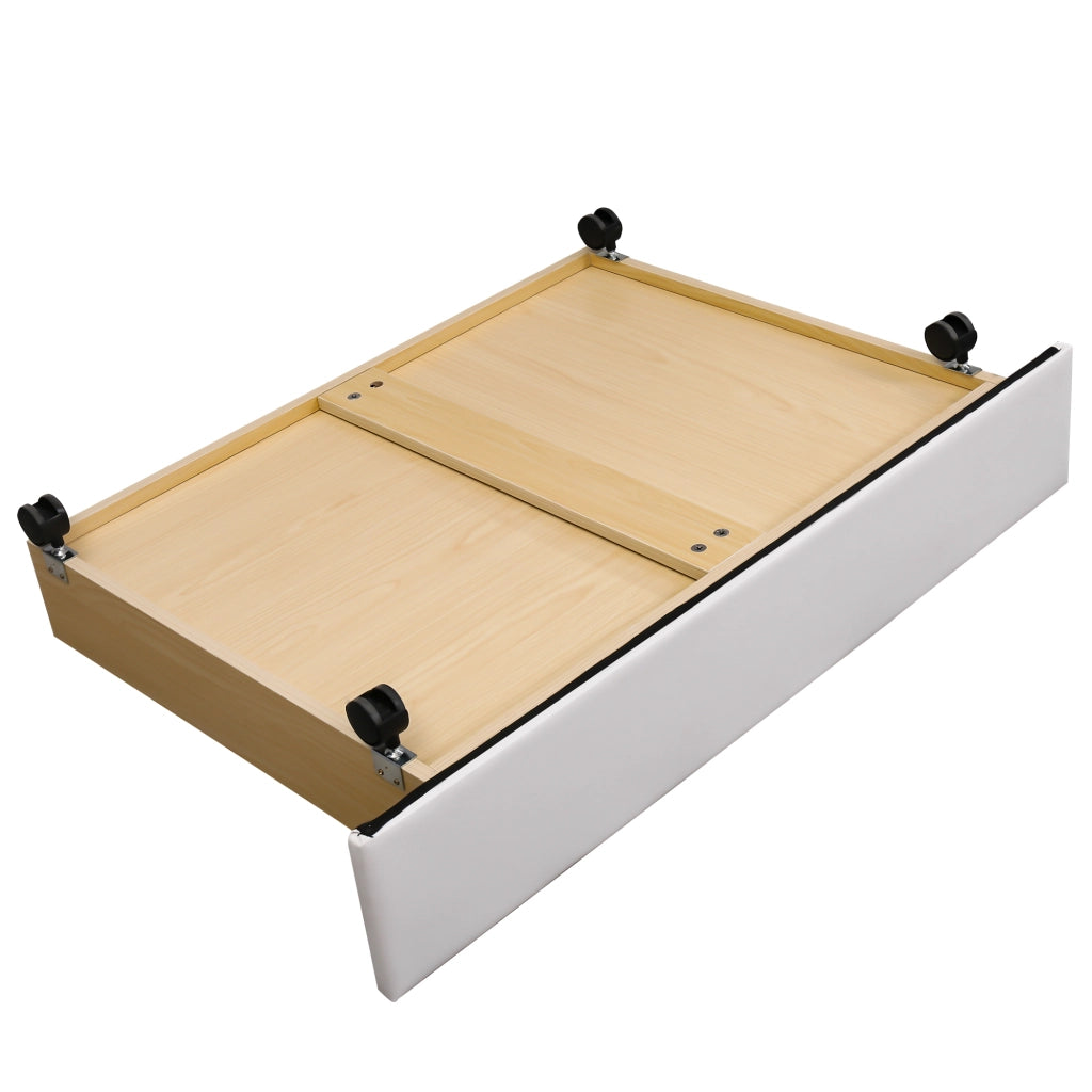 LETTO Imbottito Chesterfield 160x200 cm Bianco PU con 2 cassetti