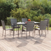 Set da Pranzo da Giardino 7 pz Grigio in Polyrattan 3156677