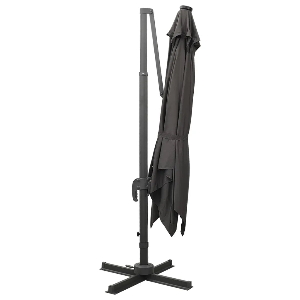 Ombrellone a Sbalzo con Palo e Luci a LED-Ombrello da giardino Antracite 300 cm 602616