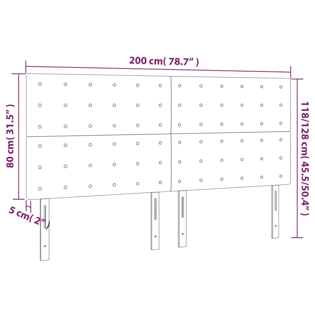 Testiera | Testata Cappuccino 200x5x118/128 cm in Similpelle