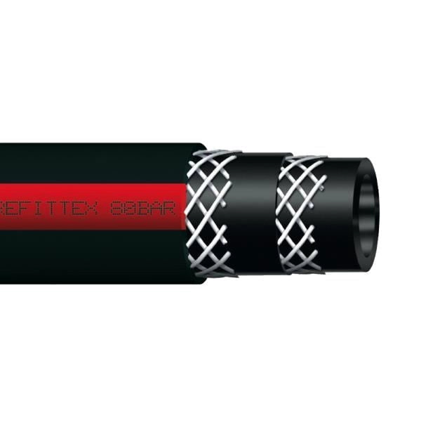 Bradas RH80101850 Tubo tecnico ad alta pressione 80 BAR 3 strati PVC rinforzato con rete poliestere diametro interno 10 mm diametro esterno 18 mm lunghezza 50 m colore Nero