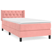Letto singolo | Letto per adulti | Giroletto a Molle con Materasso Rosa 80x200 cm in Velluto