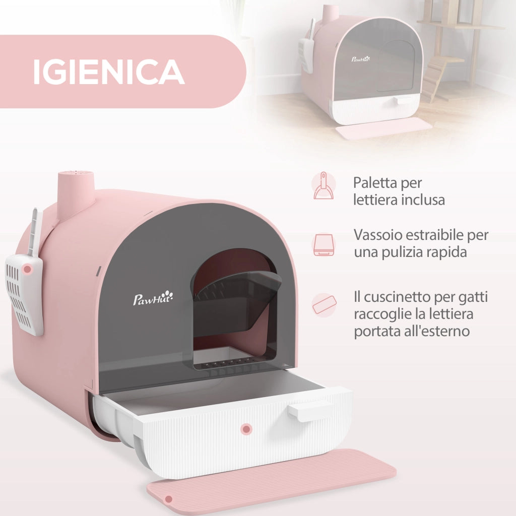 Casetta per Gatti con Filtro e Accessori ¨C zephmum ¨C Rosa 43x44x47