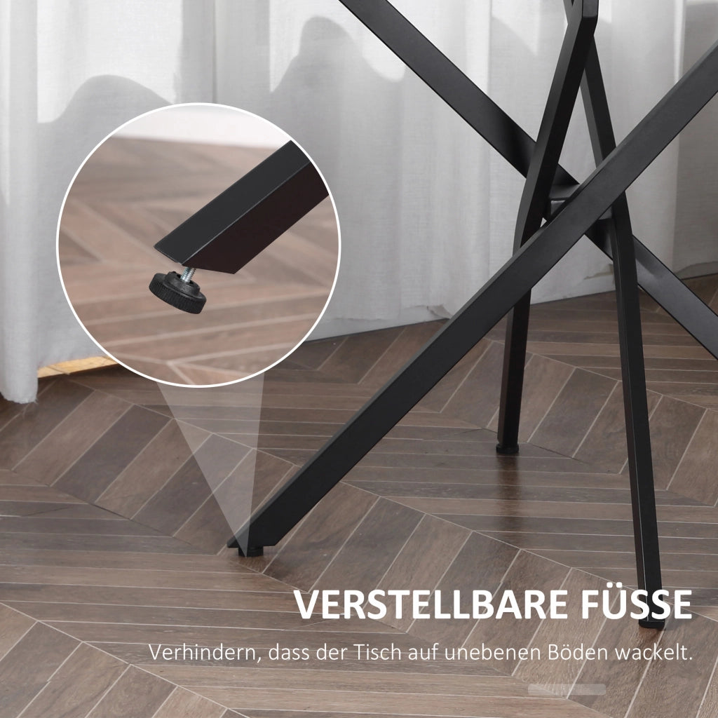 TAVOLINO rotondo in vetro temperato 80x80x75 cm nero con struttura in acciaio