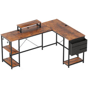 Scrivania angolare a L 168 x 120 cm con vani portaoggetti, borsa portaoggetti, scrivania reversibile per computer con supporto per monitor, scrivania