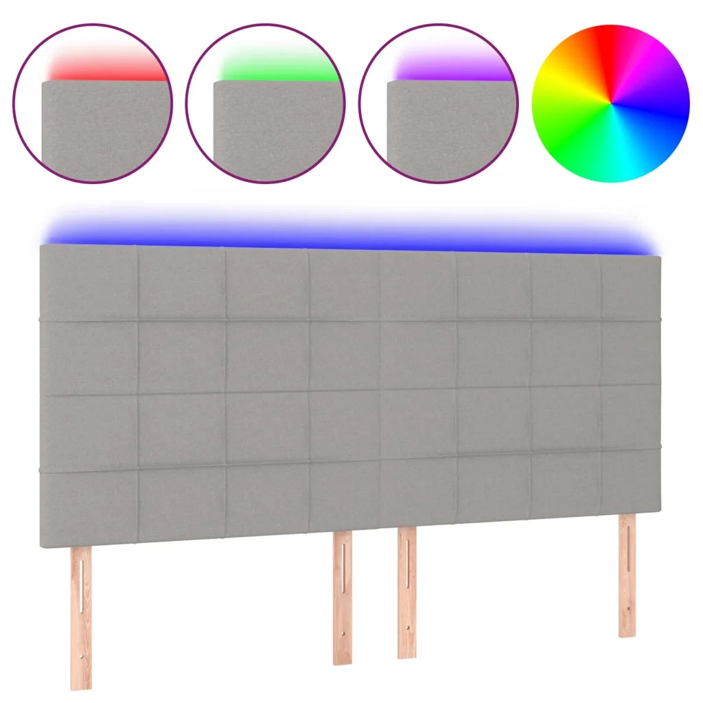 Testiera a LED Grigio Chiaro 160x5x118/128 cm in Tessuto 3122430