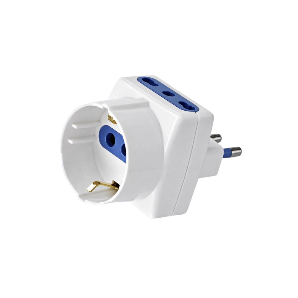 EcoPrice Adattatore Triplo 1 Schuko +2 10/16A Spina 16A