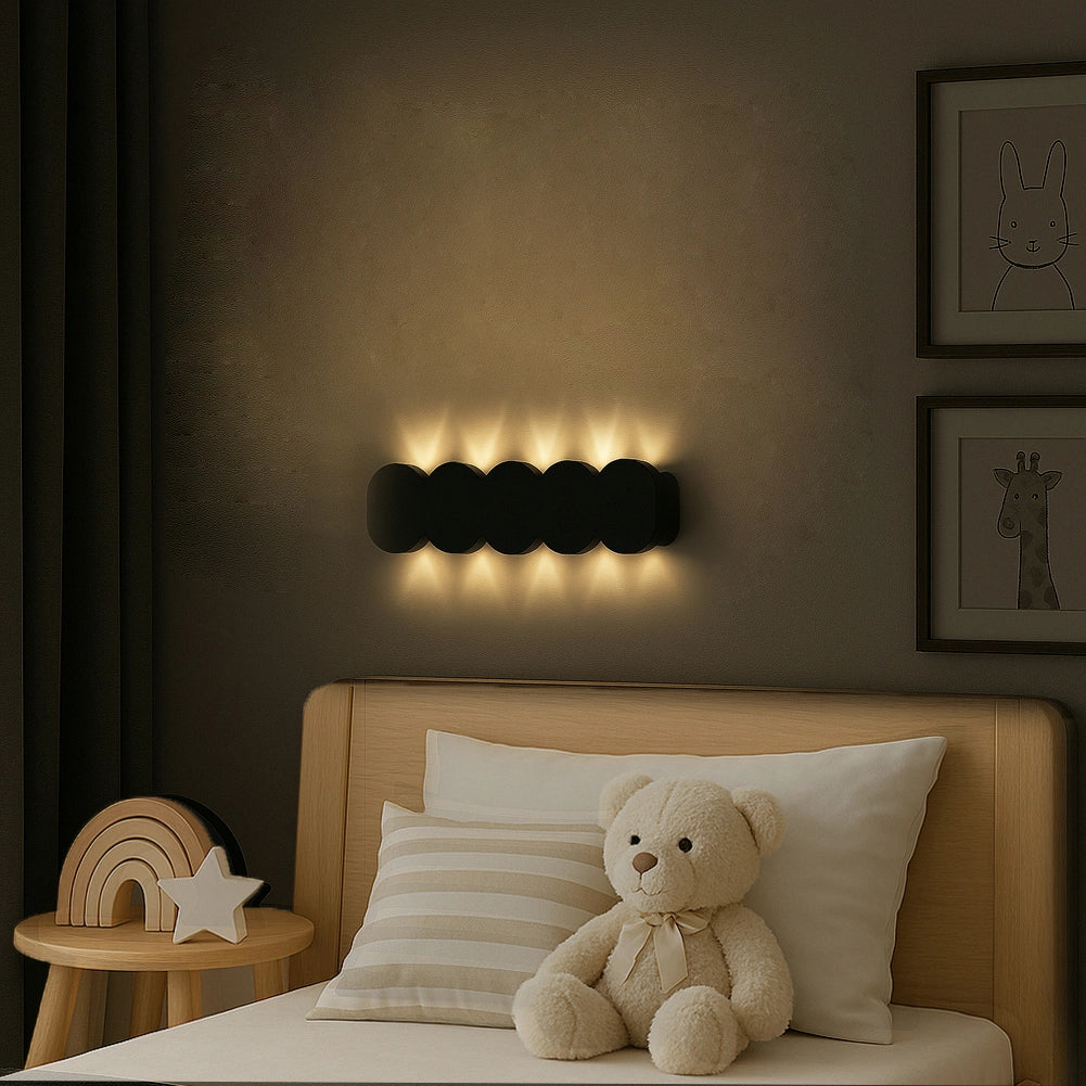Applique da Muro 10 Led Lampada a Parete Nero con Luce Bianco Caldo 26x8x3cm