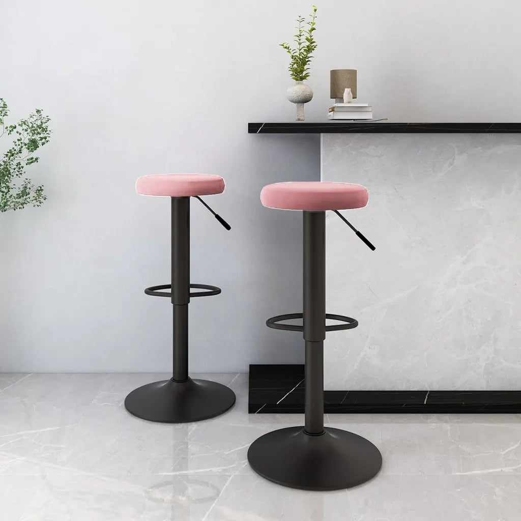 Sgabelli da Bar 2 pz Rosa in Velluto 333148