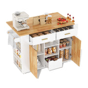 Carrello da cucina con 3 cassetti; piano ribaltabile; ripiani laterali e ruote con freno per cucina