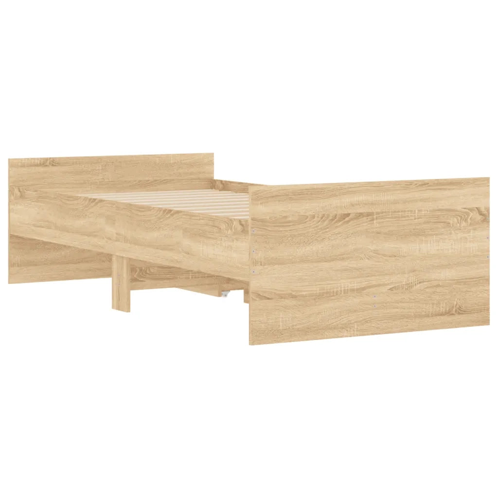 Letto singolo | Letto per adulti | Giroletto con Cassetti Rovere Sonoma 90x190 cm