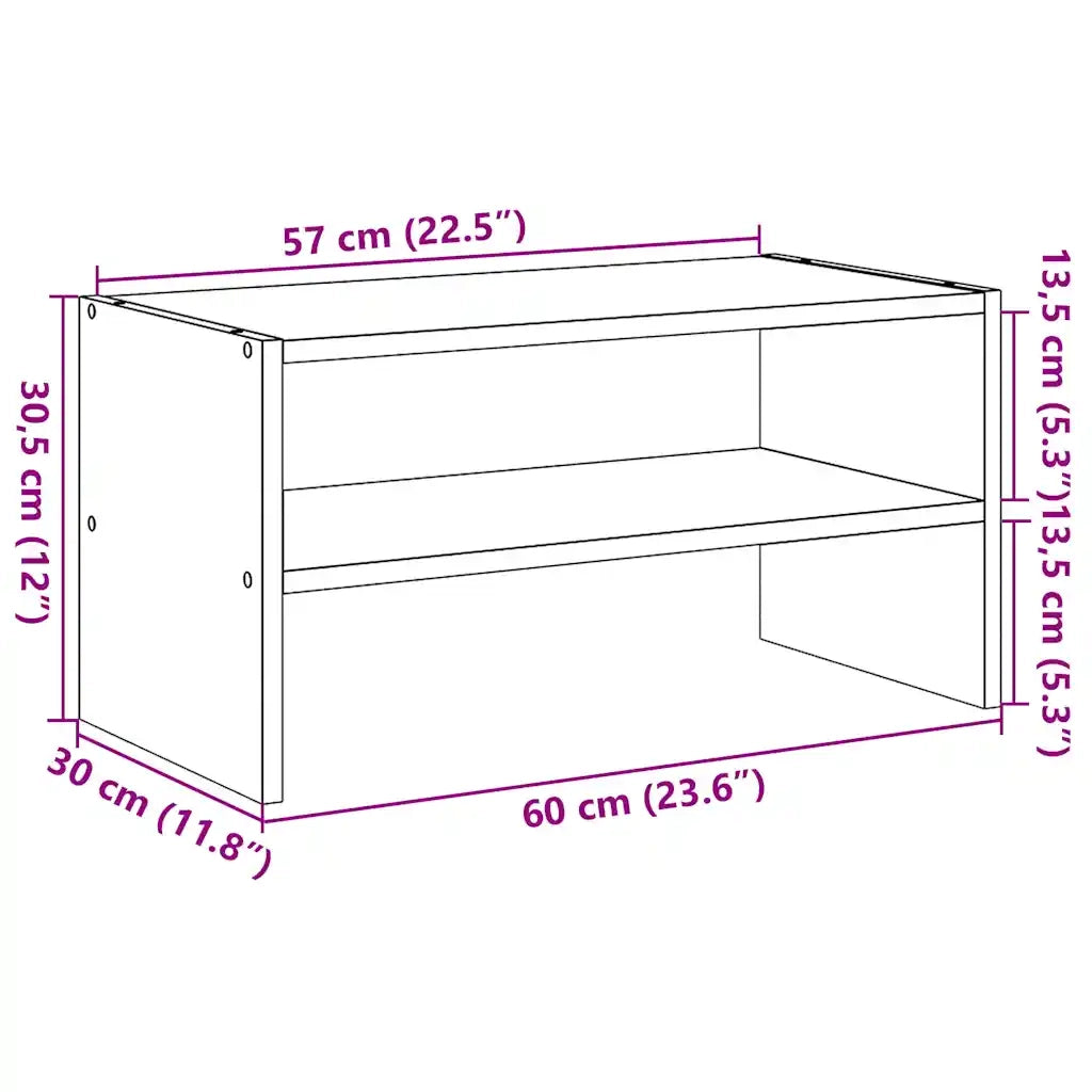 Scarpiera | Mobile per scarpe Impilabile Rovere Artigianale 60x30x30,5 cm