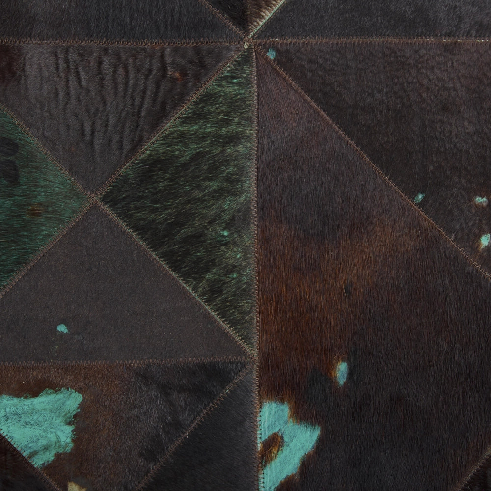 Tappeto Pelle Bovina Marrone e Blu 140 x 200 cm Astratta Artigianale a pelo corto Moderno