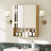 ARMADIO BAGNO A MURO CON SPECCHIO, RIPIANO APERTO, 60 x 16,6 x 75 cm, Rovere