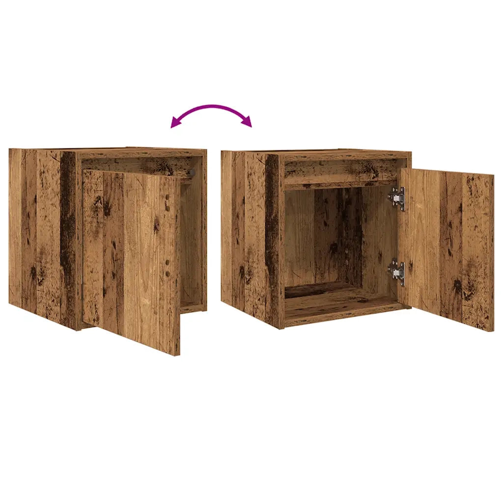 Comodini a Muro 2 pz Legno Antico 38x34x40 cm 861244