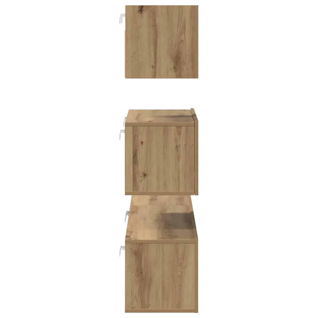 Set mobile TV 4 pz | Armadietto TV | Mobile Porta TV Rovere artigianale Legno multistrato