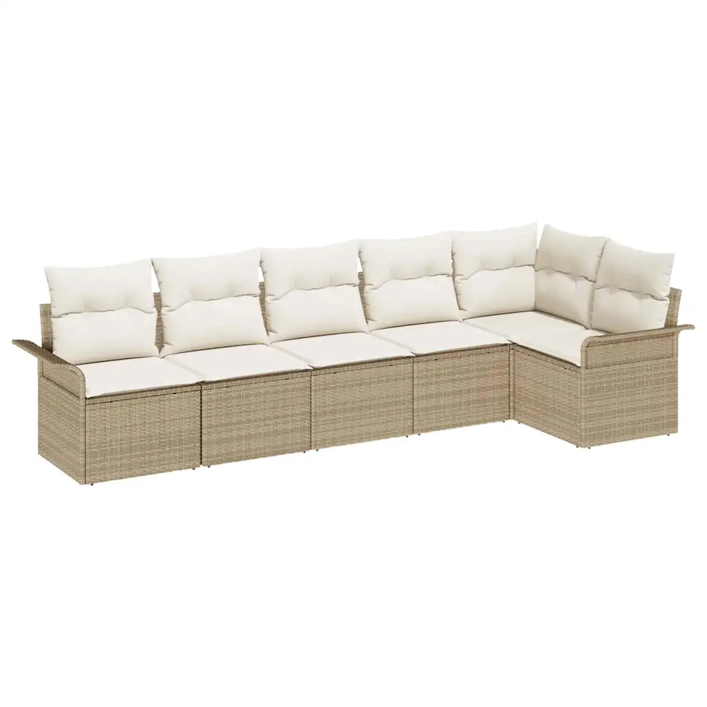 Set Divano da Giardino con cuscino 6 pcs Beige Poly Rattan 3354050