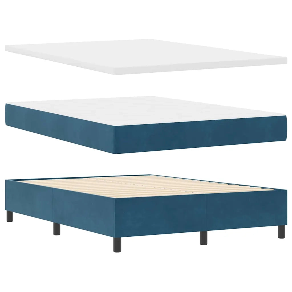 Letto a Sorgente LED Blu Scuro 160 x 200 cm Tessuto
