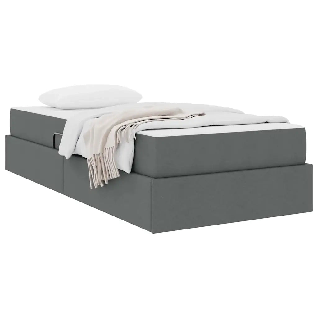 Letto con contenitore e materasso Grigio scuro 100 x 200 cm