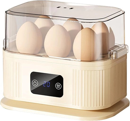 Mini Eierstoompan per Elettricità per Uso Domestico - Cucina Rapida per fino a 6 Uova - Apparecchio Compatto per Colazione Giornaliera - Colore Beige