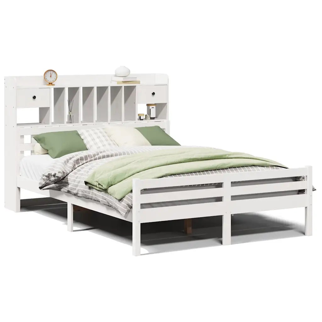 Letto Libreria senza Materasso Bianco 150x200 cm Legno di Pino 3322266