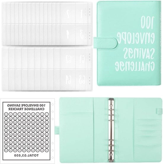 Pianificatore di spese in pelle di alta qualità - 100 buste - impermeabile e resistente al polvere - per uso scuola e ufficio - colore verde