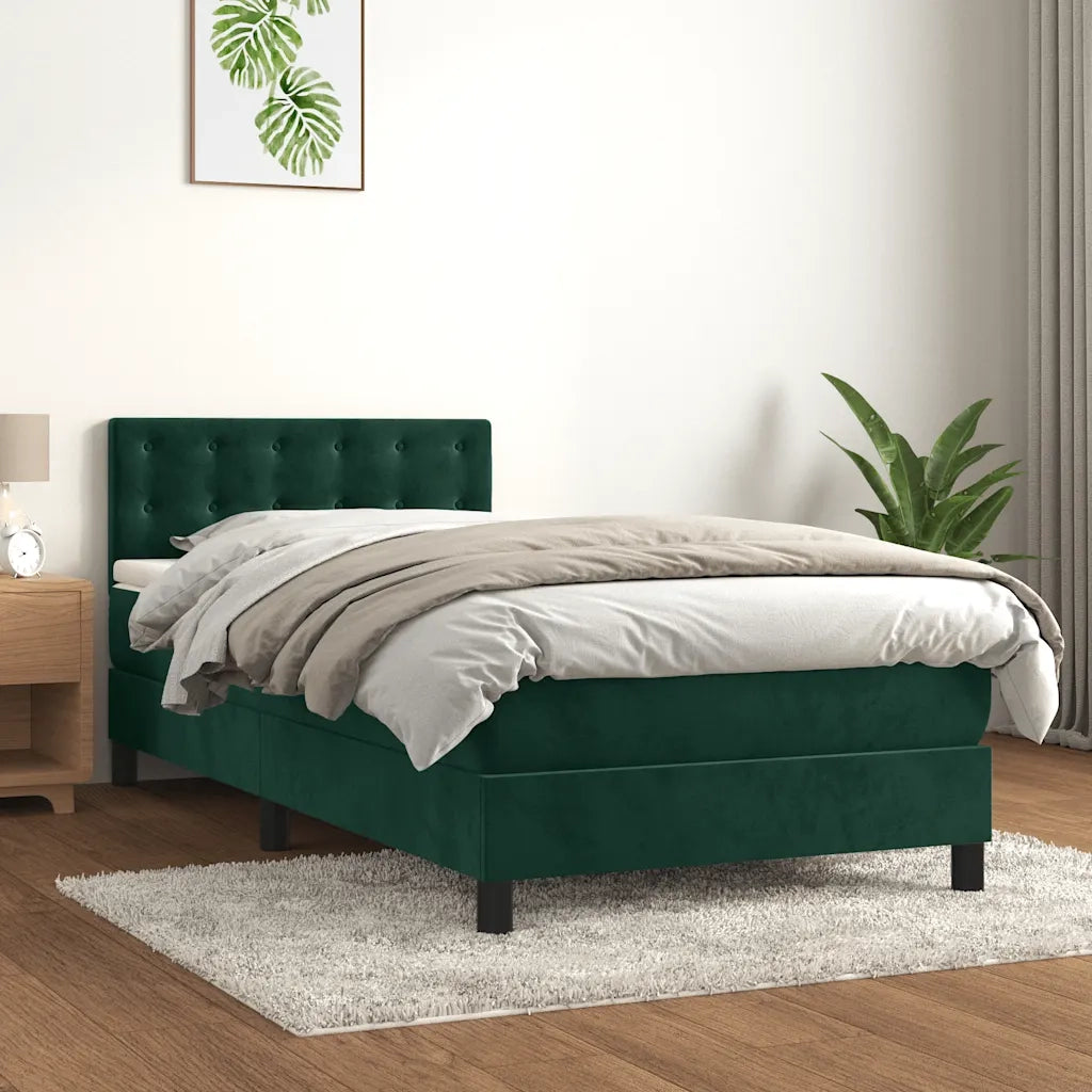 Giroletto a Molle con Materasso-Struttura Letto Verde Scuro 80x200 cm Velluto 273963